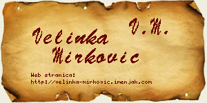 Velinka Mirković vizit kartica